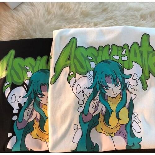 Japanese Anime Girl Printed Short Sleeve T-Shirt womens t-shirt Loose Top vintage Clothing Female Tee T-Shirt Harajuku Cotton