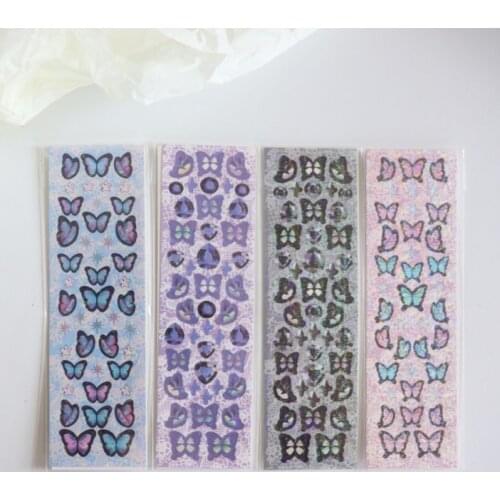 Ins Laser Butterfly Cute Stickers Blingbling PET Transparent Star Photos Diy Collage Stationery Mobile Phone Decorative Sticker