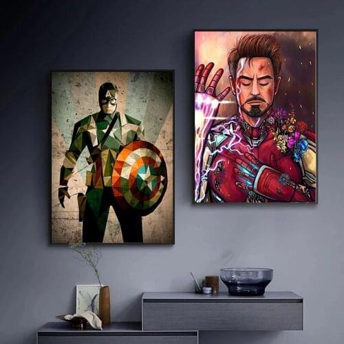 Canvas Paintings Marvel Avengers Captain America Iron Man Posters and Prints Wall Art Pictures for Living Room Home Decoration