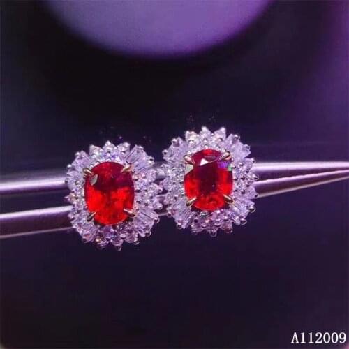 KJJEAXCMY fine jewelry 925 sterling silver inlaid natural ruby ear studs popular ladies earrings support test hot selling