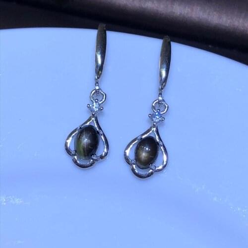 Womens new natural starlight gemstone ear hooks 925 silver super shiny birthday gift for friends