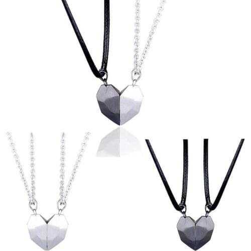 2020 Ins Hot Brand Romantic Couple Heart Pendant Necklace Magnet Suction Wishing Stone Lovers Necklace Fashion Exquisite Jewelry