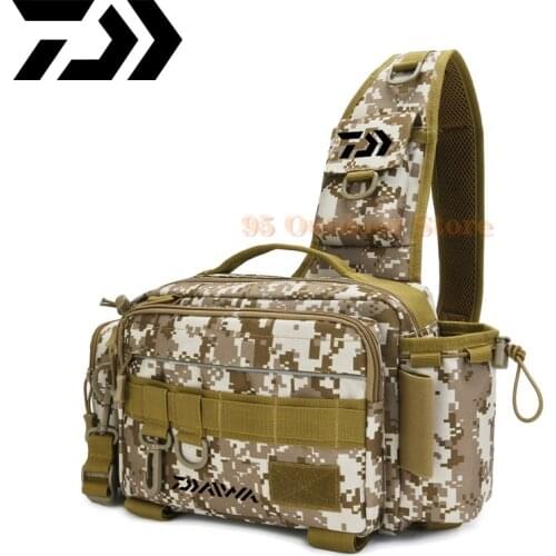 Daiwa Multifunctional Fishing Tackle Bags Single Shoulder Crossbody Bag Waist Pack Fish Lures Gear Utility Storage Fishing Bag