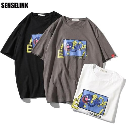 Men T-Shirt Hip-Hop Print Anime 100% Cotton 2021 Summer New Japanese Fashion Casual Sleeve Oversize Loose Men/Women T Shirt 5XL