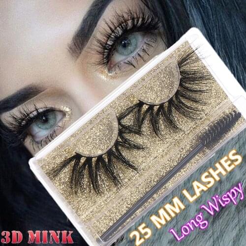 1 Pairs 25mm Multilayers Long Wispies Lashes 3D Mink Hair False Eyelashes Extension Natural Fluffy Lash Handmade Eye Makeup Tool