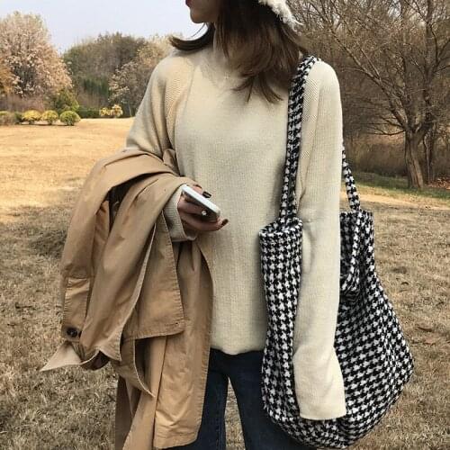 New winter plaid large-capacity single shoulder bag restoring ancient ways students joker tote bag bag