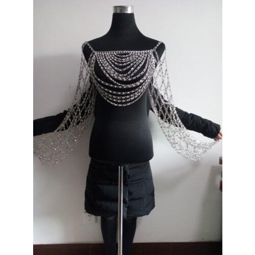 New Fashion Style WRB1005 Shining Silver Rhinestone Beads Chains Jewelry Nicki Minaj Style Rhinestone Necklace Chains Jewelry