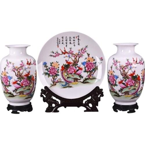 New Arrival Antique Jingdezhen Ceramic Vase Set Classical Chinese Traditional Handmade Eggshell Vase Flower Vases Porcelain Vase