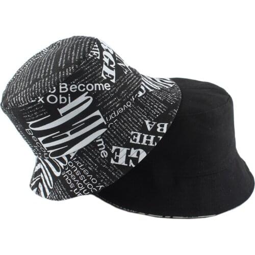 Summer Sun Protection Bucket Hat Women English Letters Print Reversible Fishing Cap Men Panama Hat gorro de pescador
