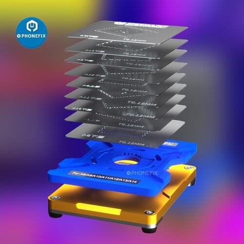 MECHANIC 7in1 iCPU CPU Positioning Platform for iPhone A8 A9 A10 A11 A12 A13 A14 Tin Planting Steel Mesh Reballing Stencil Kit