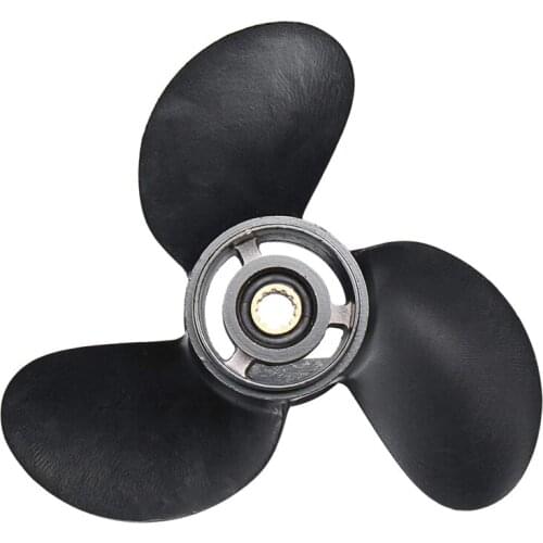 Outboard Propeller 3B2W64517-1 8.5X9 Boat For Tohatsu Nissan-Mercury 8-9.8Hp Aluminum Alloy 3 Blades Black 12 Spline Tooths