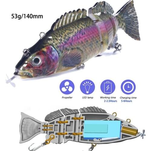 Luya Propeller Auto Electric Wobbler Fishing Lure Artificial Tackle Multi Jointed Bait 3D Fish USB Rechargeable Crankbait Gears