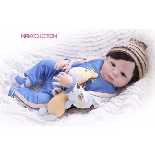 NPK Real 57CM Full Body Silicone Boy Reborn Babies Doll Toys Prince Babies Doll Wig Hair Birthday Gift Kids Brinquedos