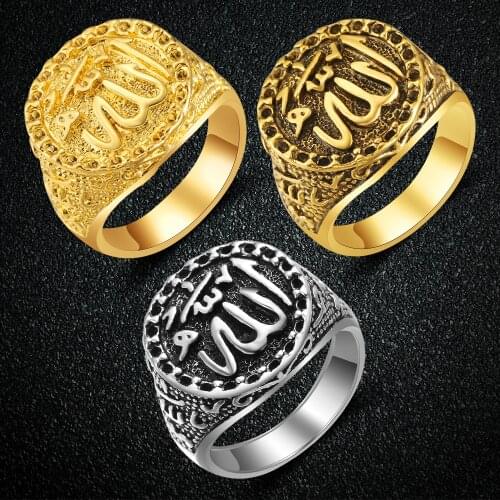 Religious Arabic Rings For Women Arab Fashion Punk Statement Jewelry Golden Geometric Rings Bague Men Gift