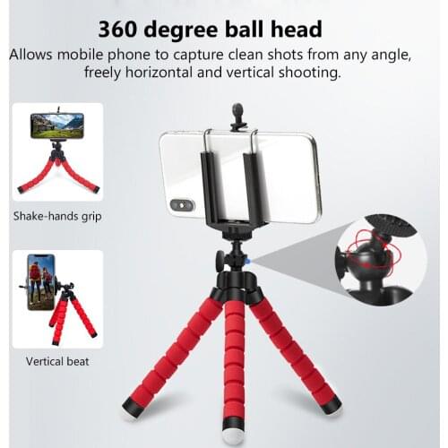Phone Tripod Holder Flexible Sponge Octopus Tripod Stand Mount Remote Shutter Selfie Stick Self-timer Bracket for mobile phone