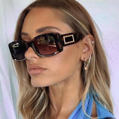 Vintage Square Frame Sunglasses Fashion Brand Design Leopard Sun Glasses Big Women Shades Summer Travel Retro Glasses Oculos