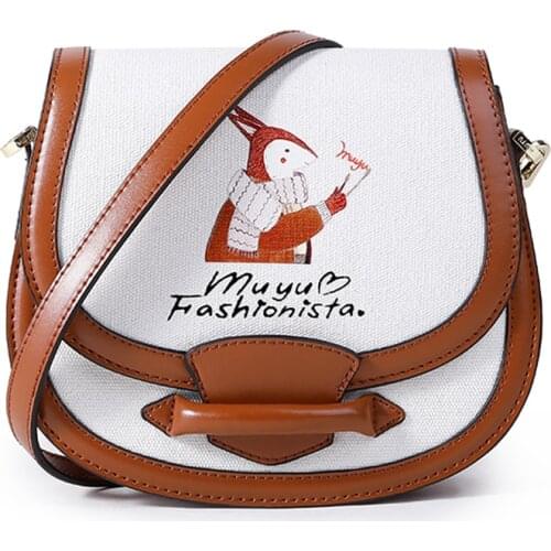 New Womens Non-mainstream Saddle Bag Shoulder Versatile One-Shoulder Printed Handbag purses clutches women designer bags