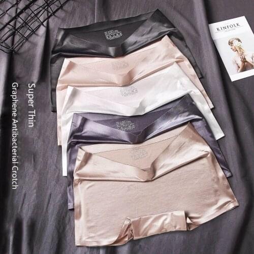 Womens panties antibacterial health boxer female underwear solid color breathable middle waist ladies lingerie ice silk soft