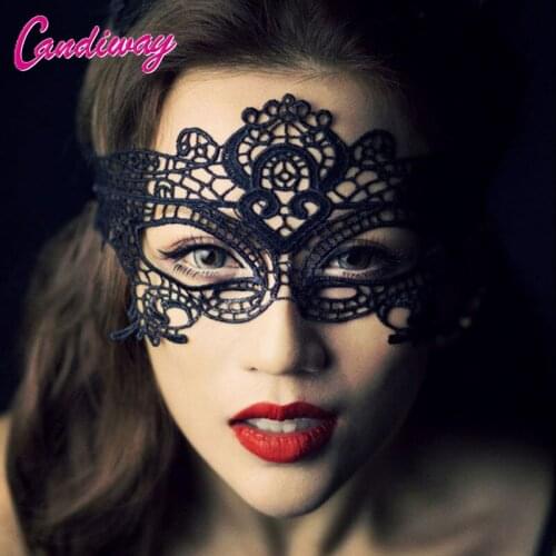 Candiway Women Black Sexy Lace Masks Party Mysterious Retro Girl Role Play Eye Mask Princess Party Fancy Dress Venetian Costumes