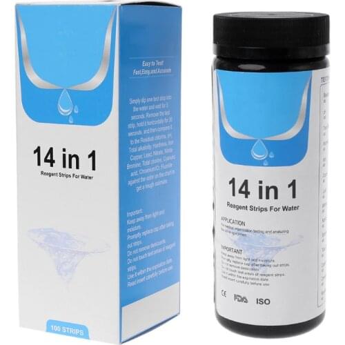 100Strips Water Test Strips Reagent Strip For Water Quality Analyzing Testing With 14 Analysis pH Total Alkalinity Etc