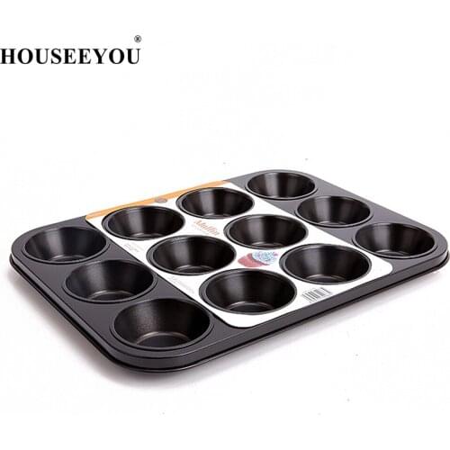 12 Cup Muffin Pan Cake Pans Non Stick Rond Cupcake Mold Bread Cookie Pie Biscuit Oven Dish Home Kitchen Cook DIY Cooking Tools