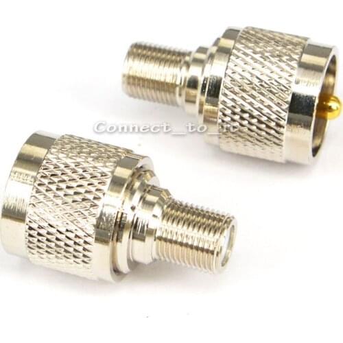 2 Pieces UHF PL259 Male To F Female Coaxial Cable Converter RF Straight Coaxial Cable Connector