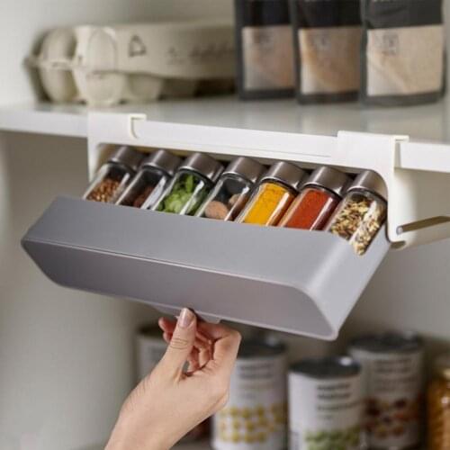 2021 Kitchen Organizer Spice Rack Seasoning Bottle Storage Rack Under-Shelf Desk Drawer Hidden Storage Makeup Self Holder Tools