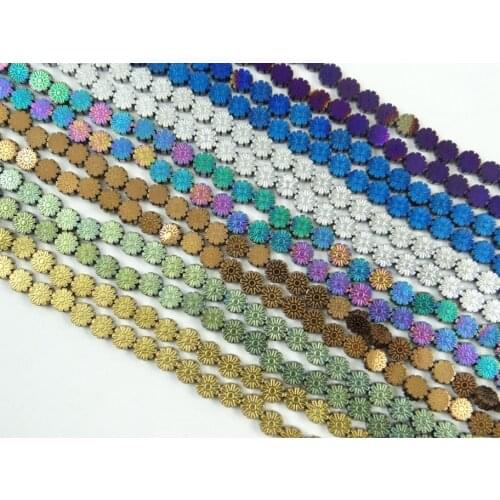 6*6MM Natural Quartz crystal Beautiful 6mm Titanium Carved flower Hematite Gem loose beads 15.5 inch H7