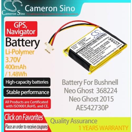 CameronSino Battery for Bushnell Neo Ghost Neo Ghost 2015 368224 fits Bushnell AE542730P GPS, Navigator battery 400mAh 3.70V