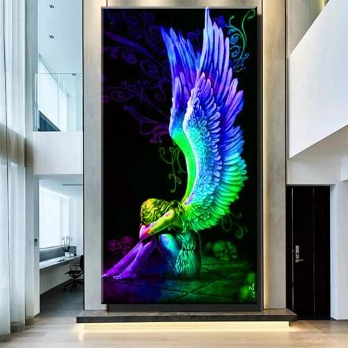 Blue Green Angel Diamond embroidery 5d diy diamond painting cross stitch full square round drill mosaic Diamond Demon x106
