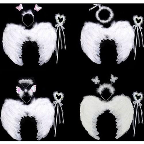 White Girls Magic Sticks Feather Angel Wings Princess Cosplay Gift Party Favors Wedding Birthday Christmas Halloween Costume