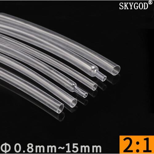 Diameter 0.8mm ~ 15mm Super Thin Wall Flexible Earphone Line Heat Shrinkage Tube Cover Professional Audio Wire Sleeve Wrap Clear