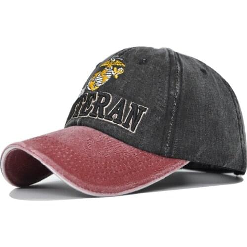 [DIFF COOL]Cartoon embroidery retro rebound cap stitching unisex washed cotton cowboy hat fashion letter US military baseball ca