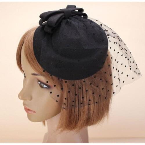 Women Fascinator Bowknot Hairclip Hair Pillbox Cocktail Party Hat Accessory