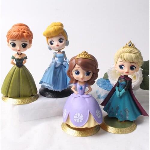17CM Disney Princess Toys Frozen 2 Elsa Anna Sophia Action Figures QPosket PVC Model Collection Gifts For Kids