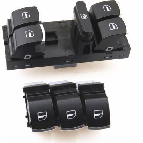 FHAWKEYEQ Chrome Window Master Control Switch + Passenger Side Glass Button For VW Passat B6 Golf Jetta MK5 MK6 Tiguna 5ND959855