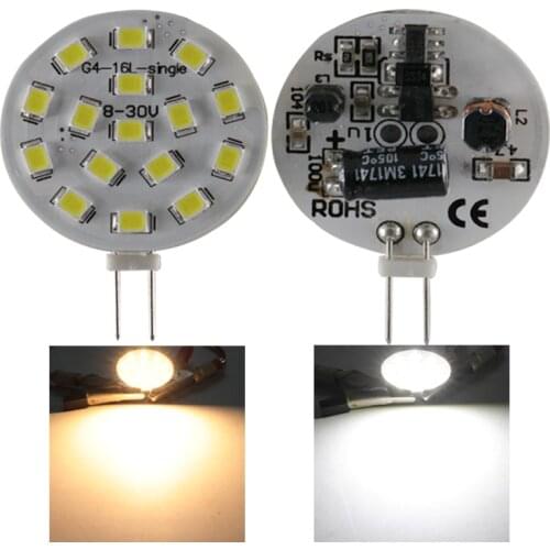 Led round bulb for car truck 12v 24v G4 CANBUS Error Free 2835 16 leds 2W Indoor Foot-well Lights drl Daytime Running Day Lamp