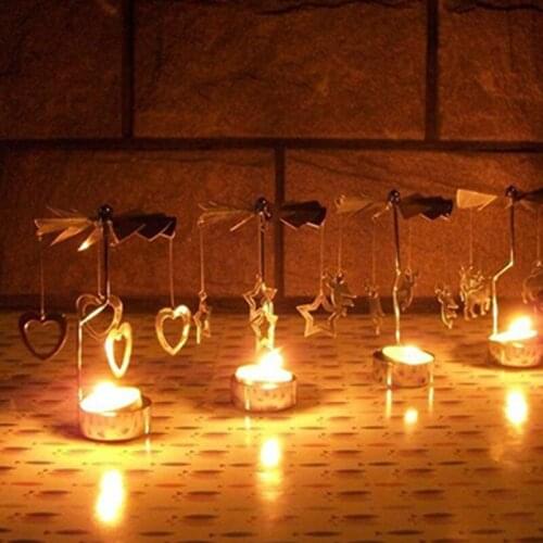 Rotary Spinning Tealight Candle Metal Tea Light Holder Carousel Home Decor Gift Rotating metal candlestick