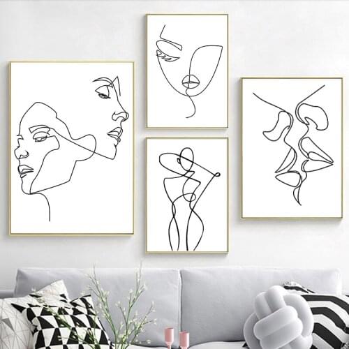 Canvas Paintings Nordic Minimalist Figures Line Art Picture Sexy Woman Body Nude Posters Prints for Living Room Wall Decor