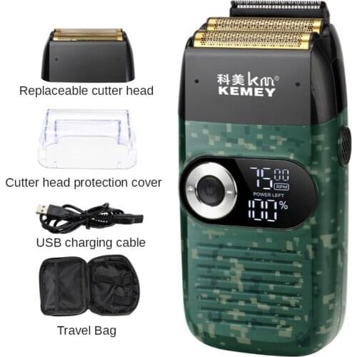 Kemei 2 In 1 Electric Shaver for Men Rechargeable Portable Cordless Men Reciprocating Razor Beard Trimmer LCD Display KM-2026