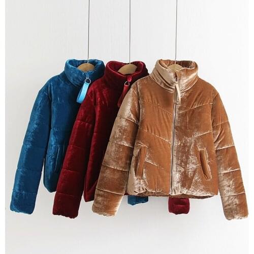 Hot Autumn Winter Women Soft Smooth Purple Velvet Jackets Ladies Loose Fit Full sleeve Zipper Epaulet Solid Outerwear parka