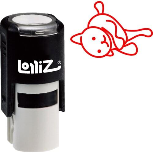 LolliZ "White Cat Laying Down" Pre-Inked Rubber Stamp