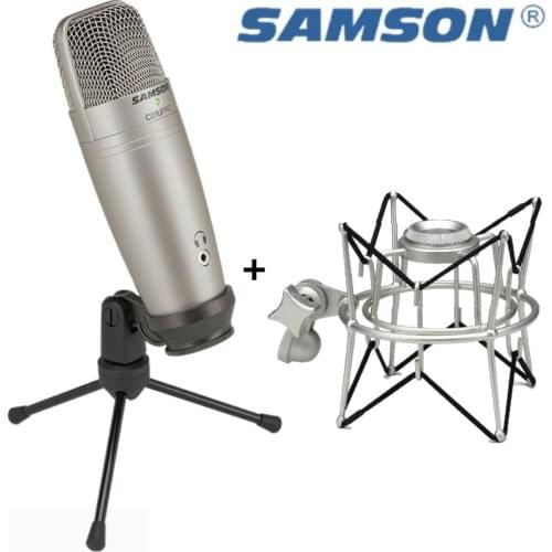 Samson C01U Pro with SP01 spider shock mount USB studio Condenser Microphone Real-time Monitoring for Broadcasting Recording