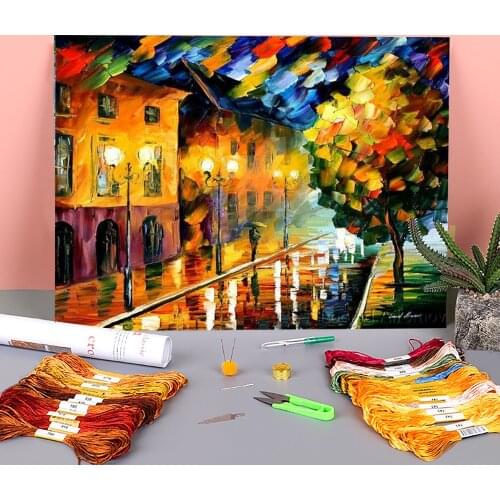 Journey With Moon Printed 11CT Cross Stitch Embroidery Kit DMC Threads Needlework Painting Handiwork Handmade Home Package