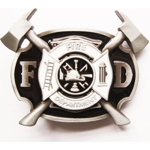 Jeansfriend New Men Belt Buckle Firefighter FD Cross Belt Buckle also Stock in US