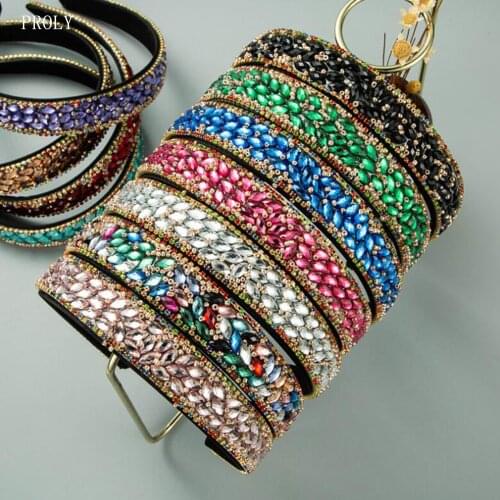 PROLY New Fashion Rhinestone Hairband Women Handmade Shining Baroque Headband Luxurious Adult Hair Accessories Wholesale