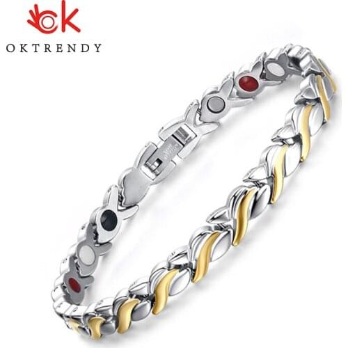 Oktrendy Female Charm bracelet Germanium Link Chain Health Magnetic Bracelets For Women Slimming Energy Jewelry for Arthritis