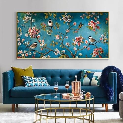 Chinese Style Posters and Print Flowers and Birds Canvas Painting Cuadros Classical Wall Art Canvas Picture Living Room Decor