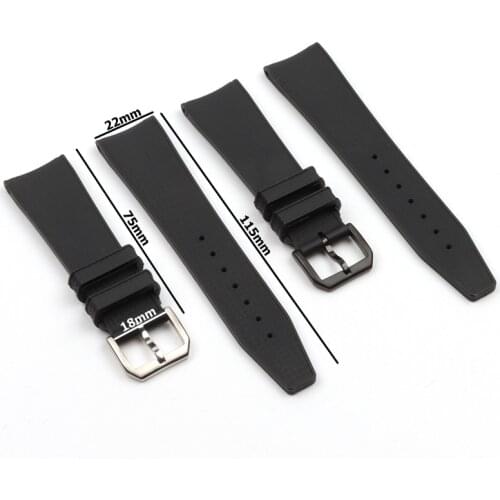 22mm Natural Black Rubber Silicone waterproof Watchband For IWC PILOT PORTUGIESER IW323101 watch strap Pin buckle with logo