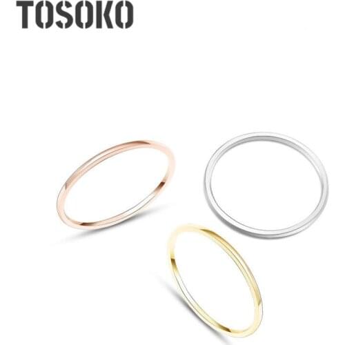 TOSOKO Stainless Steel Jewelry Stainless Steel Superfine Ring Simple And Fashionable Tail Ring BSA085